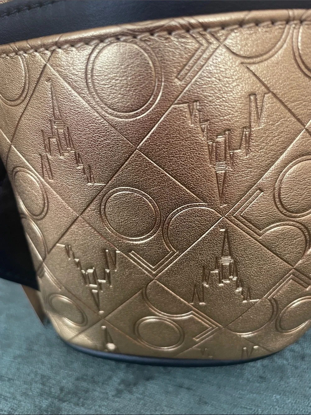 Disney Parks 50th Celebration Metallic Gold Castle, full leather, NWT.